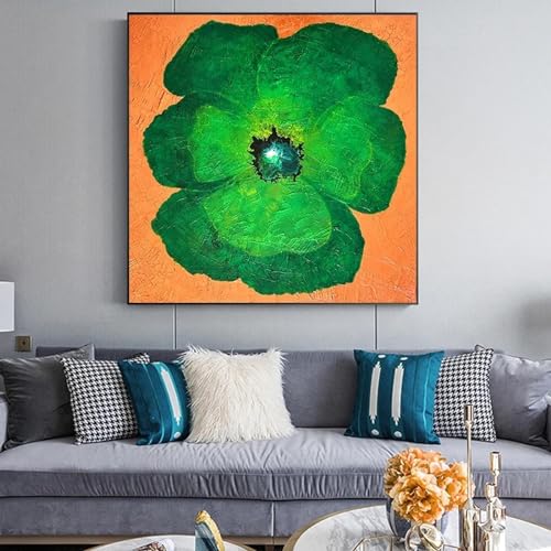 Peinture abstraite fleur rouge et verte KEBIA impression sur toile