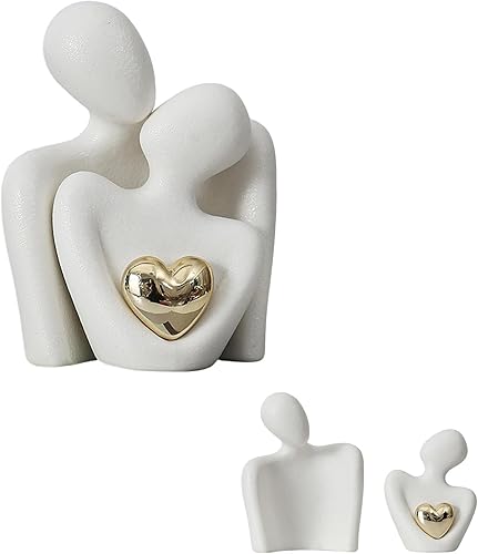 Daimanelton Hugging Couple Statues Ceramic for Home Decor, Coffee Table Decor, M