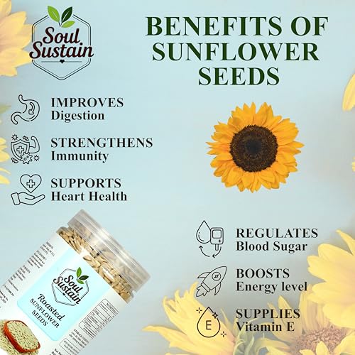 Image of Roasted Sunflower Seeds Snack (420 GM) | Roasted Seeds | Healthy Plant Protein, Fiber & Omega | Gluten Free Vegan Snack for Workout, Travel, School | Sunflower Kernels | Natural Roasted Seeds