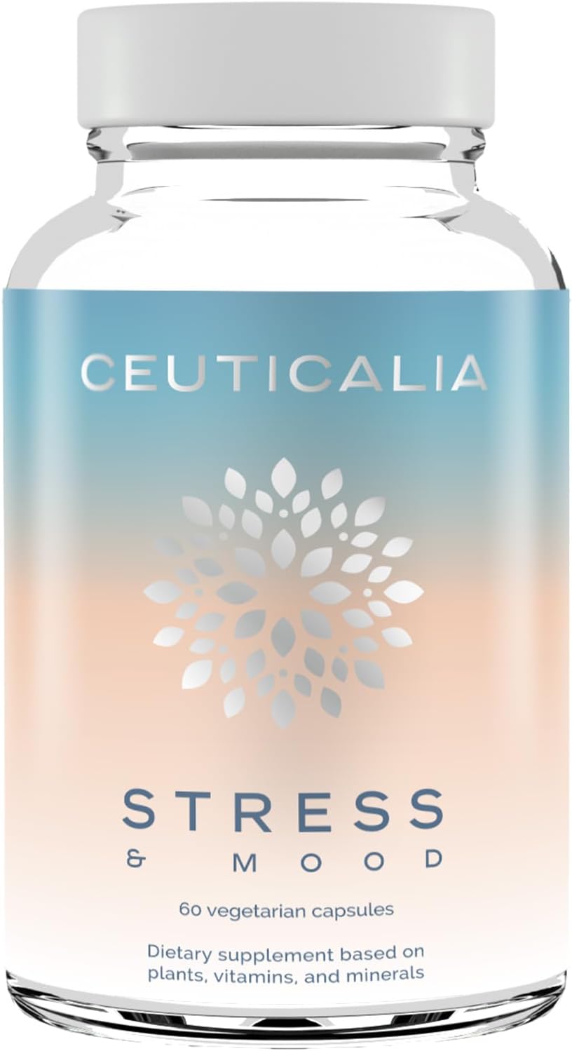 Stress and Mood Supplement – Stress and Anxiety Relief, Well-Being and Relaxation – for Adults, Men, Women – Magnesium, Vitamin B6, Saffron, Rhodiola, Hawthorn – 60 Capsules, 30 Days