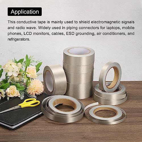 Image of MECCANIXITY Faraday Cloth Tape 0.59 inch W x 82 Feet Single Sided Conductive Cloth Fabric Adhesive Tape Roll for Laptop Cable EMI Shielding