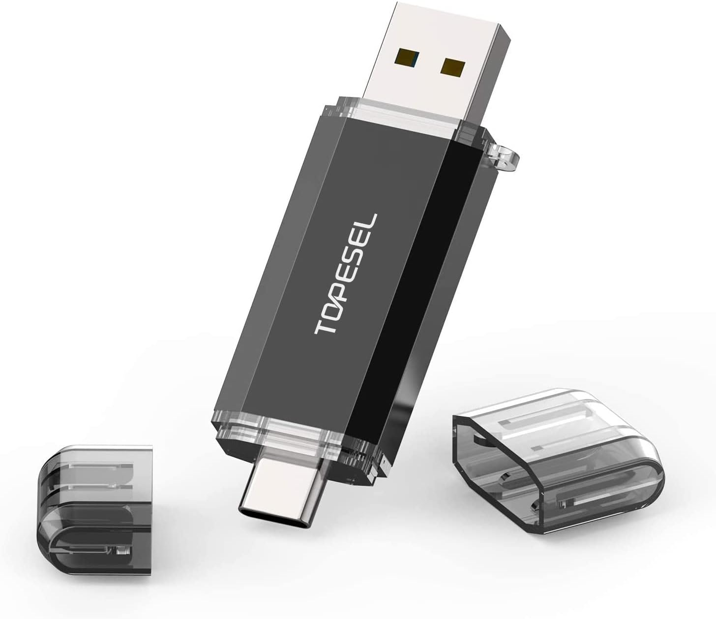 TOPESEL Type C 64GB USB C Flash Drive Dual 2-in-1 Thumb Drive USB 3.0/3.1 Gen1 Drive 64 GB USB-C Memory Stick with LED Indicator for Easy Data Sharing Between PC and Android Smartphones