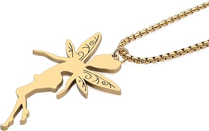 Collana Fata Con Ali Di Farfalla In Acciaio Inossidabile Placcato Oro 18K - Gioiello Ipoallergenico Per Donne E Ragazze - Regalo Per Compleanno, Natale, Festa Della Mamma - 2
