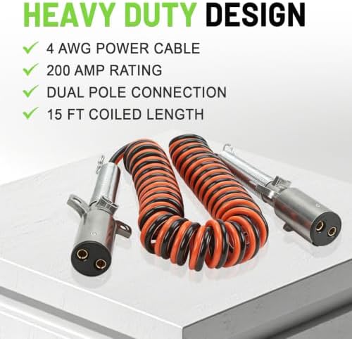 15FT Dual Pole Coiled Liftgate Charging Cable with 2 x 12 Leads — 사진 3