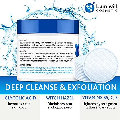 Glycolic Acid Pads 35% - Peel Pads With Natural Glycolic Acid, Vitamin B5, C, E - Works For Dark Spots, Acne, Breakouts And Reduces Fine Lines & Wrinkles - Anti-Aging Glycolic Facial Peel Treatment #TOP6