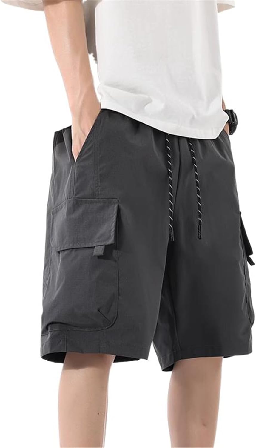 Men's Shorts Workwear Ice Silk Loose Fit Summer Athletic Shorts-Khaki-Medium