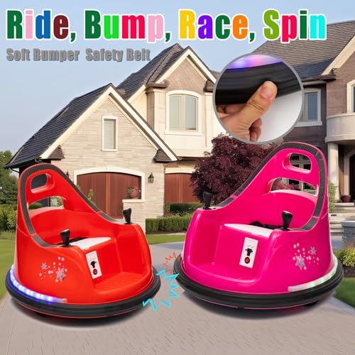 Image of 12V Kids Ride on Bumper Car for Kids, Baby Electric Ride On Bumper Toy Car with Remote Control, Music, 360 Spin Gift Toys for Toddlers Boys and Girls, Rose Pink