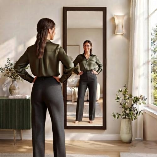 Image of Creative Arts n Frames 45X150 CM Full Length Dressing Chevel Long Strong Framed HD Mirror for Bedroom Living Room Home Office (Regular Chocolate 18x60 inch Full Length Framed Rectangle HD Mirror)