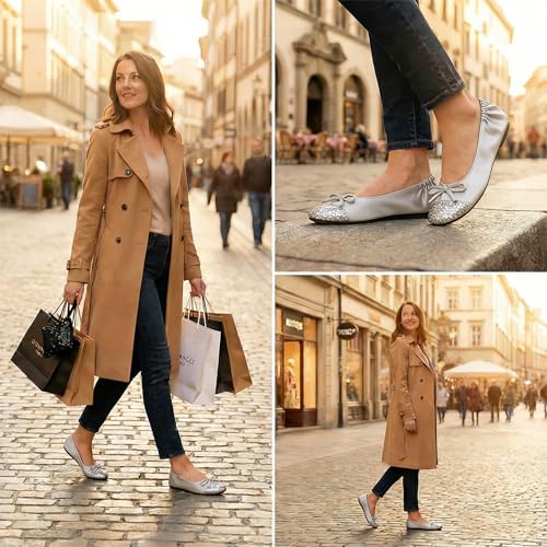 Image of Women's Foldable Ballet Flats - Portable Flat Shoes for Travel and Wedding that Fit in Your Purse