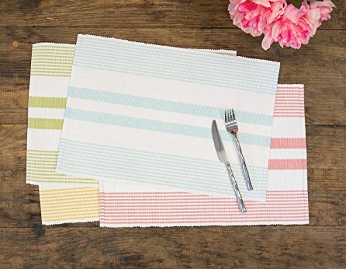 C&F Home Black & White Stripes Everyday Dining Room Kitchen Entertaining Woven Handcrafted Tabletop Placemat Set Of 4 Rectangular Placemat Set Of 4 Black #TOP3