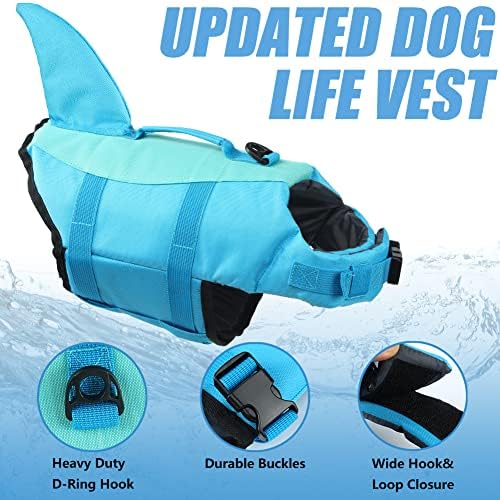 EMUST Dog Life Jacket, Ripstop Dog Lifesaver Vests with Rescue Handle for Small Medium and Large Dogs, Pet Safety Swimsuit Preserver for Swimming Pool Beach Boating (XS,Pool Blue) - 3