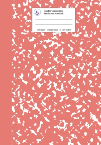 Marble Composition Hardcover Notebook College Ruled: Coral Pink Marble Notebooks, School Supplies, Notebooks for School image 2