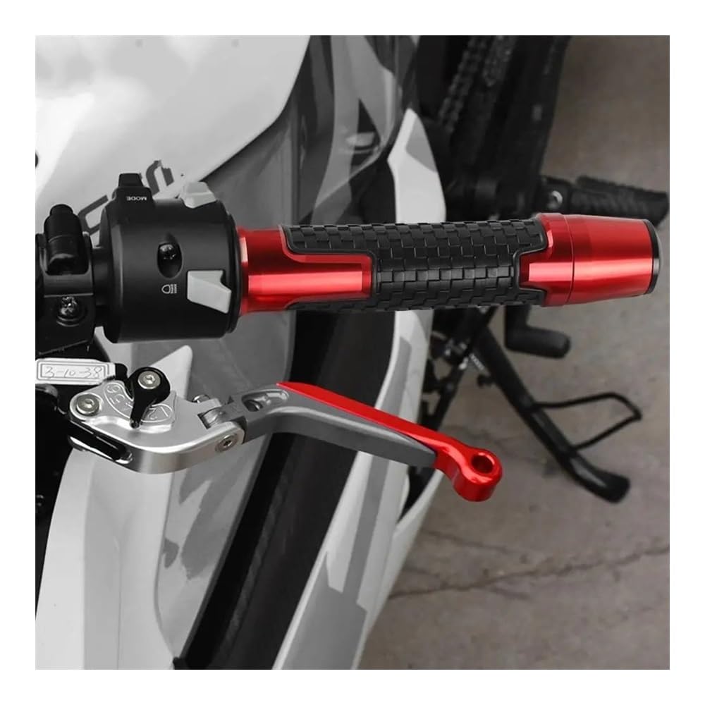 Motorrad Lenkergriffe Griffe 7/8'' 22MM Motorrad Lenker Griffe Griffe Bar Grip Endet Kappe Stecker Für Y&amaha Für TMAX500 Für T-MAX Für TMAX 500 CNC Aluminium(Red)