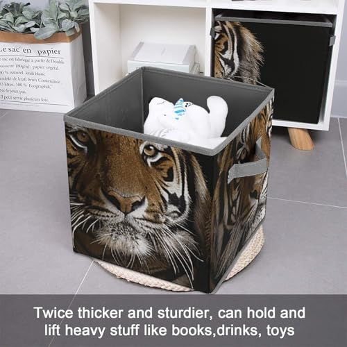 Cube de rangement pliable tigre boîte de rangement avec poignée - 4