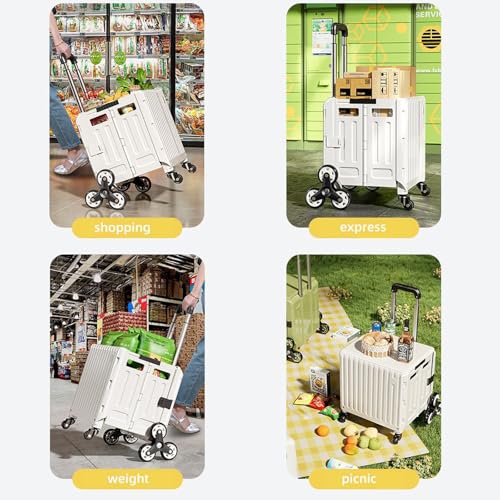 Faltbarer Einkaufstrolley mit Rädern - Treppensteigwagen Verstellbarer Teleskop-Aluminiumgriff Ideal für Garten & Camping Leicht und Tragbar Einkaufshelfer – Bild 7
