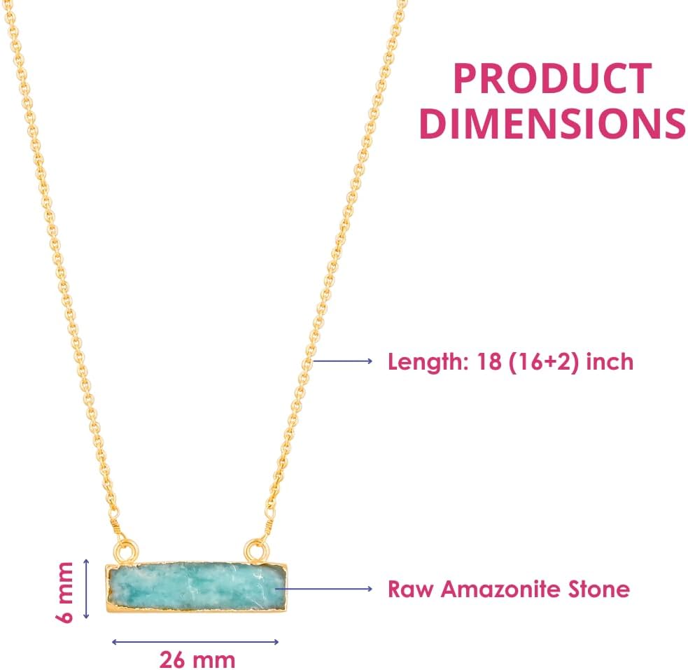 Gempires Gemstone Bar Pendant Necklace for Women 14k Gold Electroplated Natural Crystal Jewelry Adjustable Chain Handmade Minimalist Necklace Gift for Her - Image 5