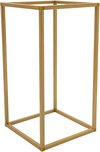 Miniatura 6 de Soporte de metal para flores, 12 piezas de jarrón alto dorado para centros de mesa de boda, estante geométrico rectangular con martillo para
