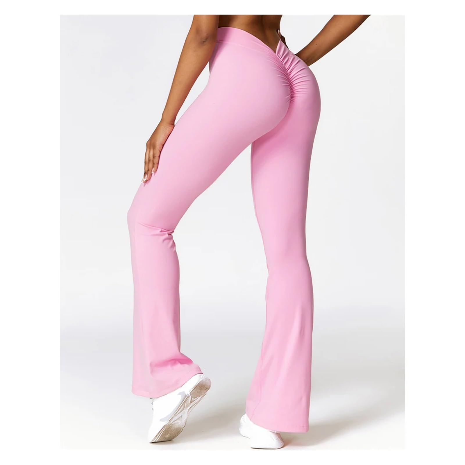 Pantalones De Yoga Acampanados con Realce Cadera, Pierna Ancha Y Trasero Fruncido, Cintura Alta para Yoga Fitness