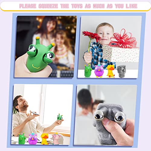 Squishy Squeeze 4 Stück - Popping Eyes Squeeze Toys, Stressbälle, Anti Stress Spielzeug für Erwachsene und Kinder
