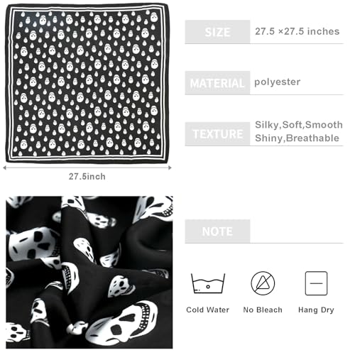 Ciormis 27.5" Square Head Scarf for Women's Hair - 2Pcs Silk Like Hair Scarves, Fashion Silk Feeling Hair Bandana for Women3