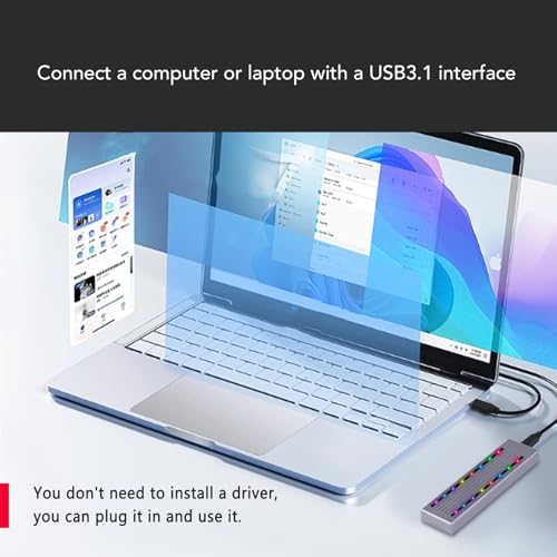 Carcasa externa Type C SSD 10Gbps USB3.1 Gen2 con RGB para M.2 NGFF miniatura 7