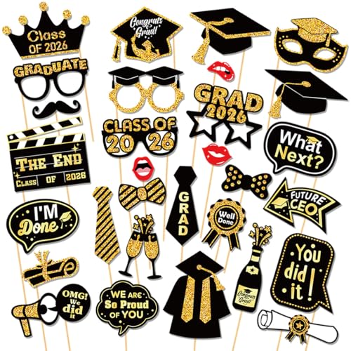 30 Pcs Graduation Photo Booth Props 2026,Grad...