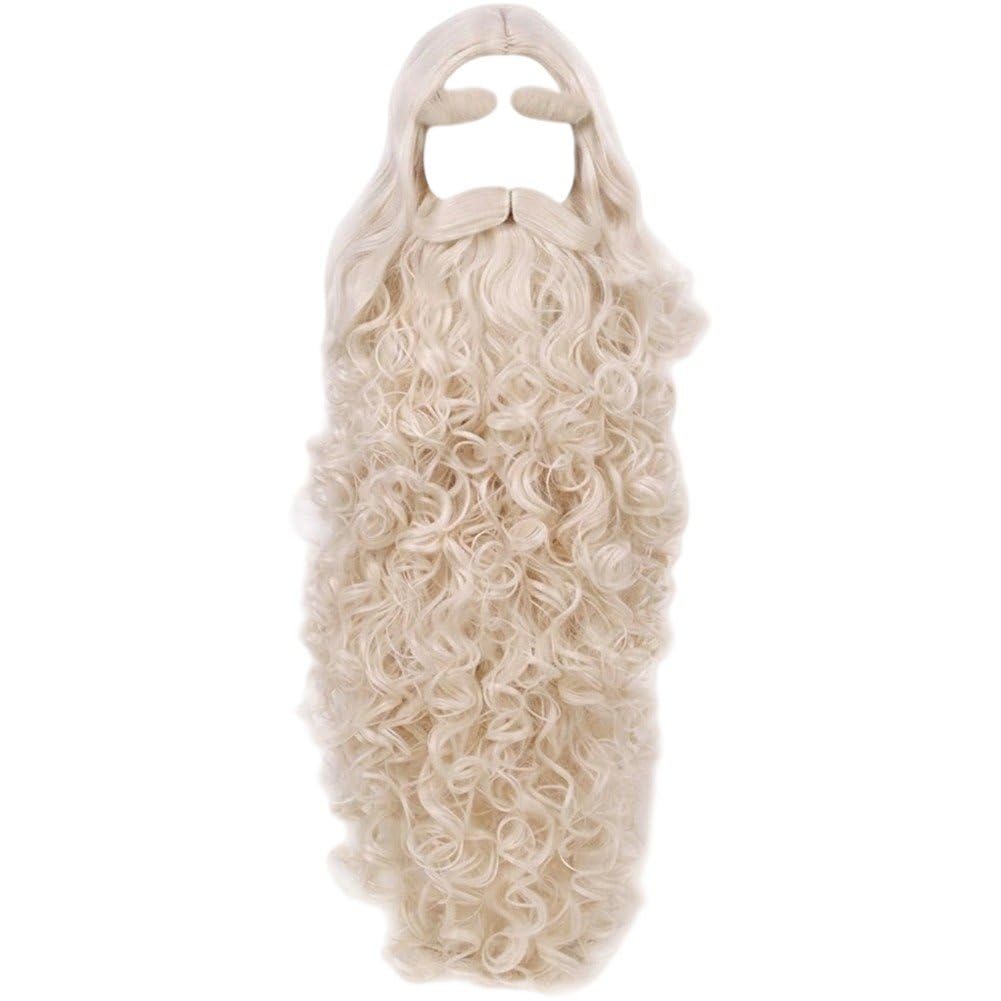 Sanfly Ensemble De Déguisement De Père Noël Amusant avec Barbe, Perruque Sourcils Longs Bouclés, Idéal pour Halloween Noël.