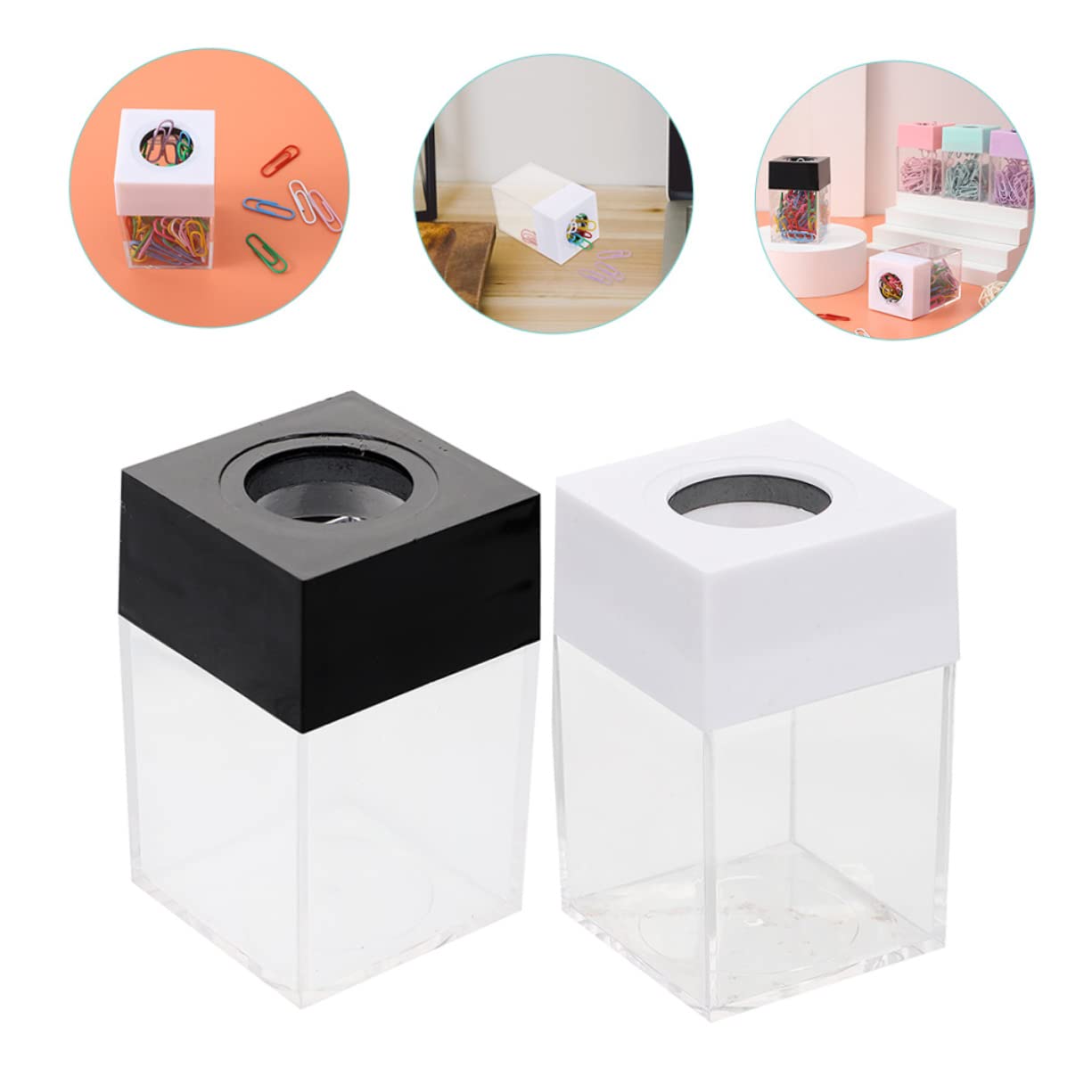 Abaodam 8 Pz Secchio Di Spilli Porta Forcine Organizer Per La Conservazione Graffetta Trasparente Custodia Per Graffette Contenitori Magnetico Plastica Portaoggetti Ufficio