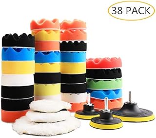 Benavvy 38pcs Polishing Pad Kit, 2 in 1 Car Foam Drill,7-5" & 31-3"