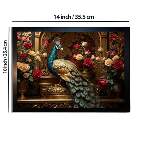 Image of redbakers.in Peacock Wall Art Print, Framed Paintings, Living Room Decor Vastu || Stylish Picture Frame for Home & Office Decoration|| Best Gift Size 10 x 14 Inch (Modern, CLARA, 10 X 14 Inch)