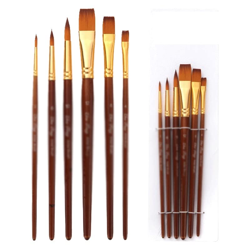 Set di 6 pennelli acrilici per acquerelli artistici, forniture da disegno per pittura a olio