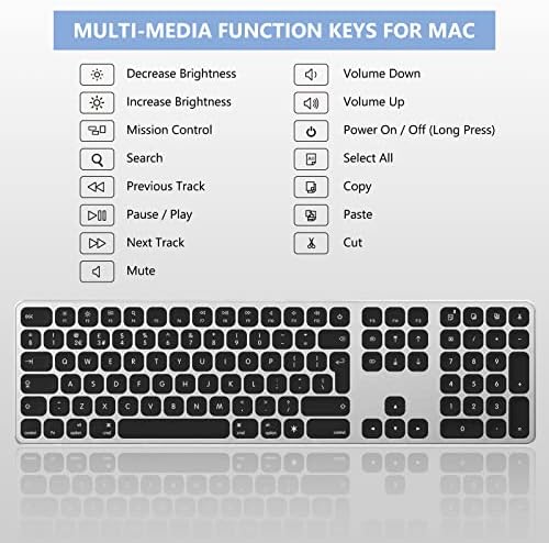 Seenda Keyboard for Mac OS, Backlit Wireless Rechargeable Full size Slim Keyboard Compatible with Apple iMac, MacBook Pro/Air, Mac Pro, Mac Mini, UK Mac Layout - Black and Grey