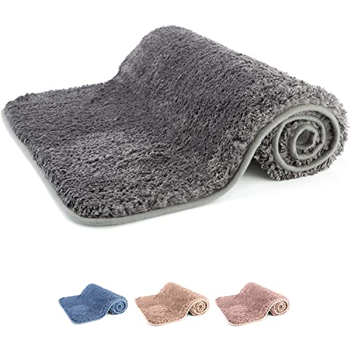 TranquilBeauty Tapis de Bain de Luxe en Microfibre antidérapant |Super Doux, Absorbant l'eau, séchage Rapide pour Le Bain et la Douche |Idéal pour Les Personnes âgées et Les Enfants(Gris, 50x80 cm) Cover