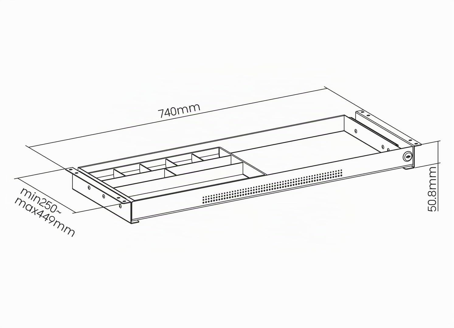 Under Desk Drawer – Tiroir sous bureau – tiroir de bureau verrouillable en métal – tiroir sous bureau avec jeu de clés – charge maximale 8 kg – dimensions : 74 x 25 x 5,8 cm – Worktrainer