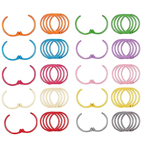 Image of Antner 50PCS Metallic Loose Leaf Binder Rings 1 1 /5 Inch Colorful Book Rings, Metal Steel Paper Rings Keychain Key Rings Index Cards Notebook Rings for School Office, 10 Colors (Pack of 2)