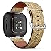 CJBROES Replacement Leather Watch Band, Compatible with Fitbit Versa 3 and Fitbit Sense of Wristband Bracelet Accessory - Damask