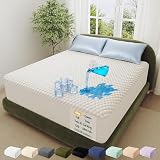 OhGeni 100% Waterproof Mattress Protector,King Size Mattress Soft Pad,Pet Hair & Bedwetting Resistant,Cooling Breathable Fitted Sheets,Washable Bed Cover,Non-Slip Deep Pocket,Noiseless for Bedroom
