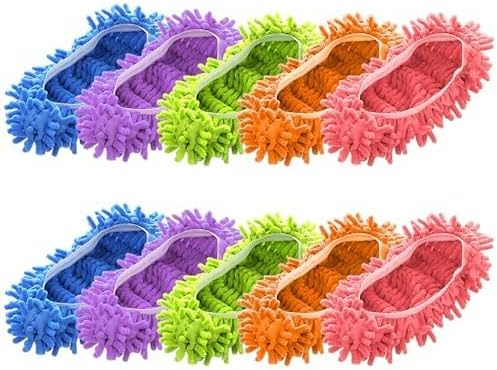 Mop Slippers Shoes 5 Pairs (10Piece) - Microfiber Cleaning House Mop Slippers