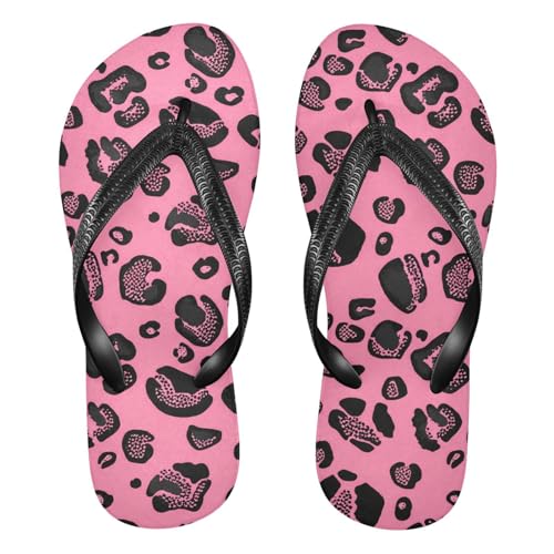 Leopard Pink Flip Flop Beach Summer Casual Sandal for Women & Men Shower Shoes 20861823
