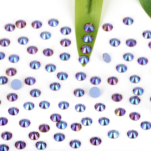 Image of Bymitel Hotfix Crystal Rhinestones Round Gems Iron on DIY Jewelry Making Flat Back for Crafts,Amethyst AB, 2mm(SS6 /2880pcs)