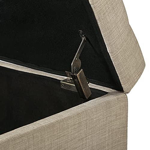 Decent Home 40 Inches Fabric Ottoman Bench With Storage For Living Bed Room, Button Tufted Foot Rest Stool With Solid Wood Legs (Beige) #TOP3