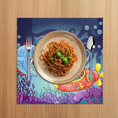 Set de table antidérapant poisson lot de 4 protège-table cuisine 30x30 cm - 6