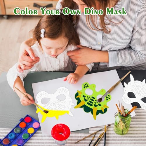 Cosysparks Masque Enfant a Decorer, 12 Pack Dinosaure Masque Enfant Vide Avec Bandes Élastiques Créatif Dinosaur Party Supplies Party Favors Activité en Salle de Classe (Dinosaures) – vue 5