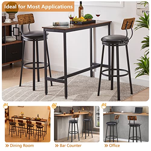 Neylory Bar Stools Set Of 2, Swivel Barstools For Kitchen, Counter Height Chairs With Back, Industrial Tall Bar Stool, Upholstered Oval Seat, Black #TOP5