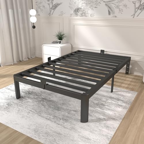 Image of ITIMIDI 12 Inch Twin Bed Frames, Twin Size Bed Frames, Safety Design with Rounded Corner Legs, DIY Headboard Hole, Heavy Duty Platform Support Up to 3500 lbs, No Box Spring Needed, Noise Free, Black