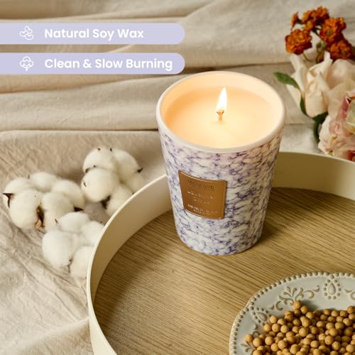 Image of M&SENSE Lavender Citrus Scented Soy Candle, 3 Wick Highly Scented 14.1 Oz 80H, Aromatherapy Scented Candle Gift for Women and Men