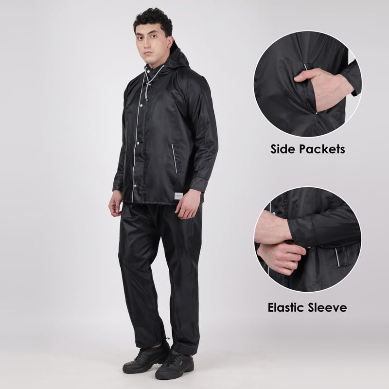 Image of Indian Terrain Men's Rain Coat with Pant and Pocket waterproof and heavy duty