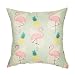 Fjfz Pink Flamingo Pineapple Palm Leaves Cotton Linen Home Decorative Throw Pillow Case Cushion Cover for Sofa Couch, 18" x 18"