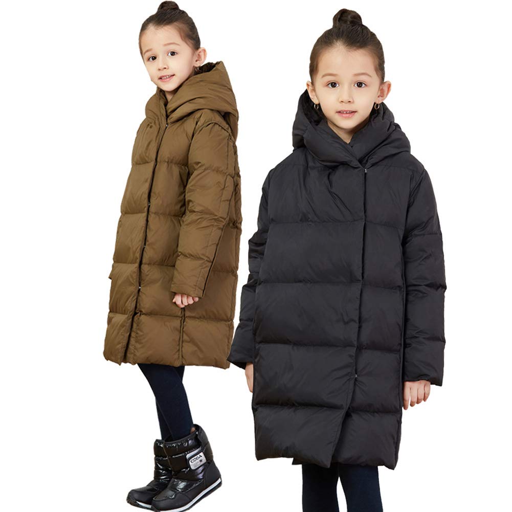 Chaqueta De Plumón para Niñas, Parka Larga con Capucha De Invierno, Abrigo Cálido Al Aire Libre con Bolsillos, Top Básico