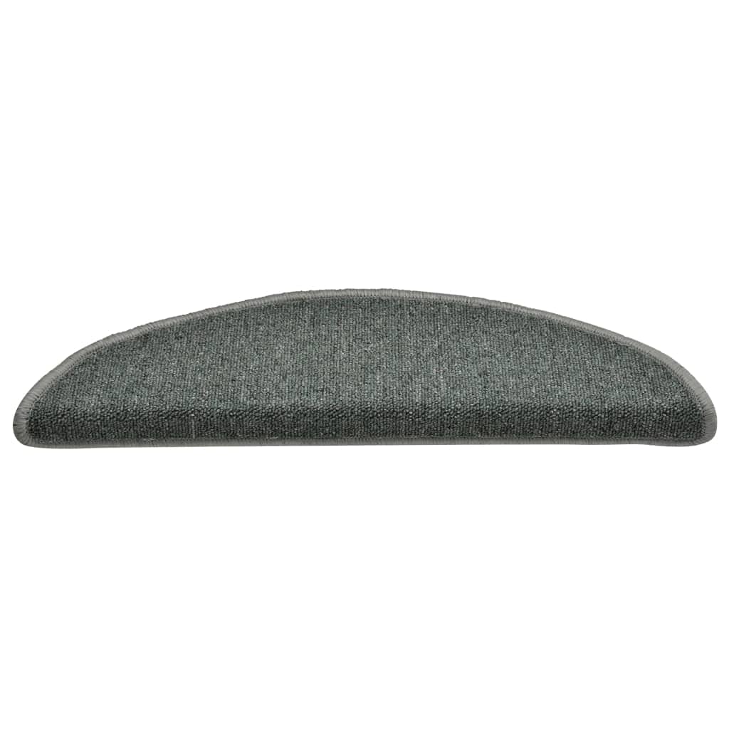 Felpudos para escaleras 15 uds 56x17x3 cm Verde Oscuro Semicircular Alfombras de Escalera,Protector Antideslizante de Peldaño, para Niños Ancianos y Mascotas